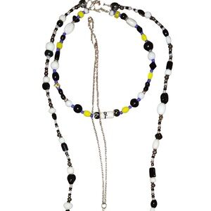 Black & White Beaded Necklace 33.5”
